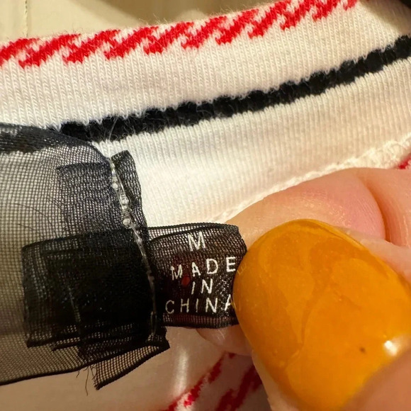 Code X Mode Puffy Sleeve Striped Shirt Sz M - Picture 5 of 10